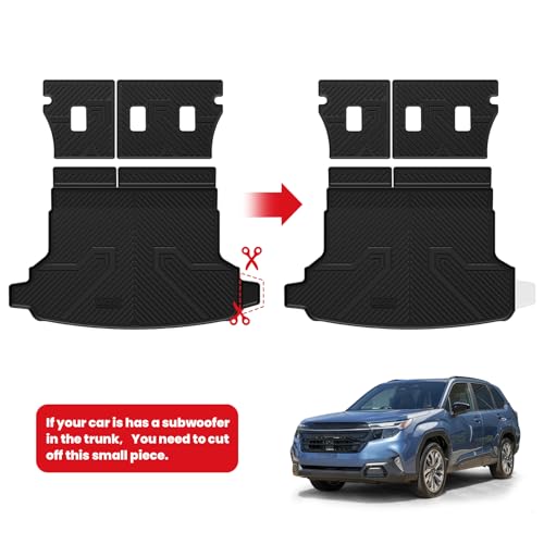 Image of LASFIT Cargo Mat for Subaru Forester Gas 2026 2025 (& 2026 Wilderness) | All Weather TPE Custom Fit Easy Clean Durable Cargo Tray Liner Trunk Mat & Backrest Mats Accessories, Black