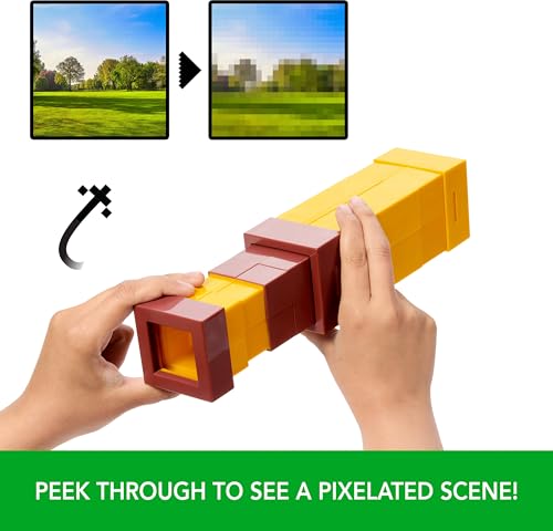 Image of Mattel Minecraft Pixel Spyglass Toy with Pixelating Viewing Lens, Kid-Sized Accessory for Role-Play & Costumes