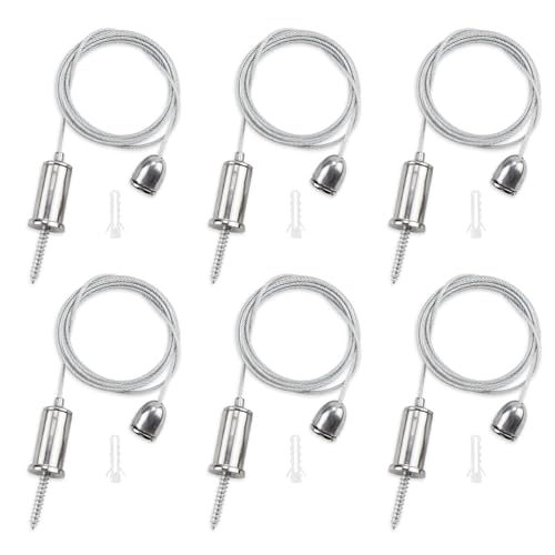 RYAN 6 Kit Cable Acero de Suspensión 1,5mm × 2m Inoxidable Cable de Suspensión de Cuerda Regolabile Cortina Colgando Juego Tensor de Cuerda para Panel LED Techo Ropas Fotos
