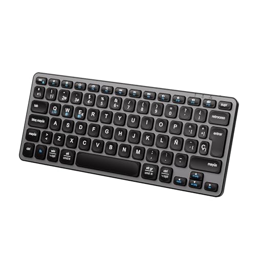 iClever DK02 Teclado Bluetooth para Mac - Español Teclado Inalámbrico QWERTY Cambia Entre 3 Dispositivos con Multi Device para MacBook Pro/Air, iMac, iOS, PC, Android