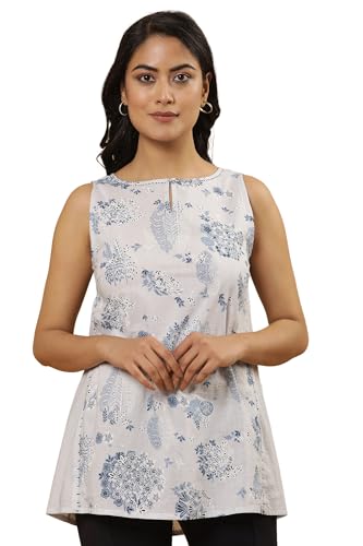 Haut en coton blanc vêtement été imprimé floral chic pour femme