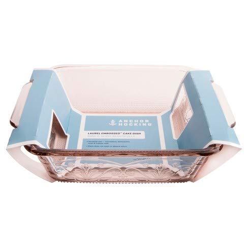 Anchor Hocking Square Baking Dish - Glass - 8 X 8 - Embossed - Rose #TOP1