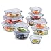 1790 Glass Food Storage Containers with Lids - 9 Pack - Meal Prep Containers, Airtight Glass Lunch Boxes, Approved & Leak Proof Heat Resistant Up to 550°F (18 Total Pieces)
