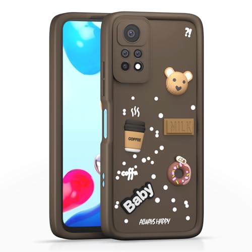 Image of Pikkme Back Cover for Redmi Note 11 Pro | 3D Cartoon Silicone Case Cute & Fun Full Protective Bumper Cover (Brown)