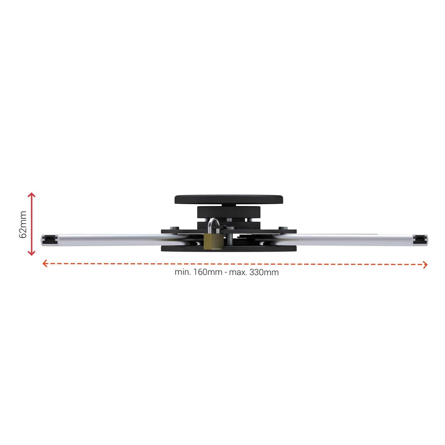 celexon universal Beamer-Decken-Halterung PS Ultraflat schwarz | ultraflacher Projektor Halter mit 360° Rotation und nur 62mm Deckenabstand | Tragkraft max. 20Kg
