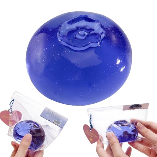 QCROAD SQUISHY Handmade Silicon Taba Squishy Clear Blueberry，Safe & Non-toxic Sticky Big Jumbo Mochi Squishy Toy for Kids & Adults, Cute Stress-Relief Fidget Squeeze Toys for Relaxation & Sensory Play