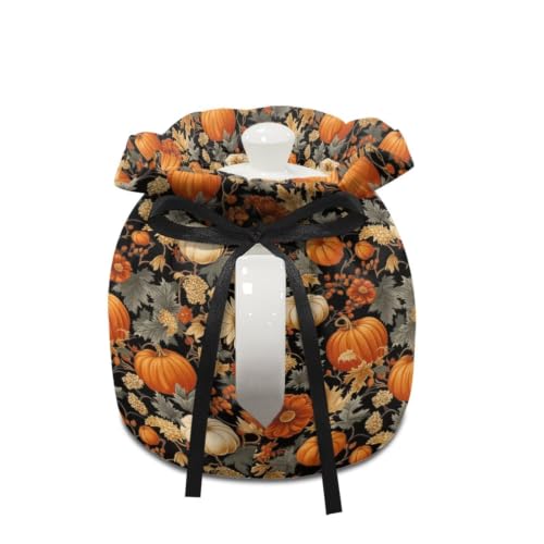 Image of Fall Pumpkin Teapot Dust Cover for Home Maple Leaf Tea Cosy for Teapots Insulated Tea Kettle Dust Cover for Kitchen Party Accessories Gift for Fall