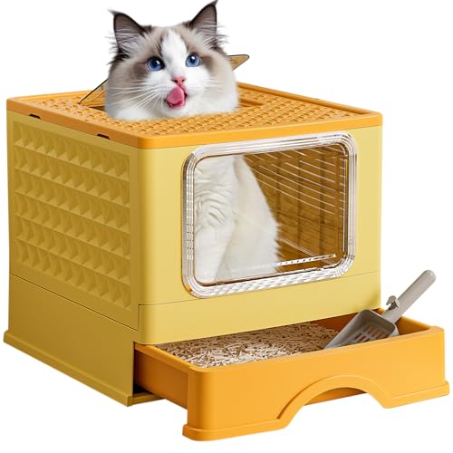 ASONINE Lettiera Gatto Chiusa per Gatti Grandi, XXL, Antiodore e Spaziosa, Design a Cassetto, Antiodore, Lettiera per Gatti Grandi, Facile da Pulire con Coperchio Vassoio Estraibile