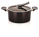 Happycall Nonstick Diamond Pot, 5-Quart, Dark Brown, Dishwasher Safe, PFOA Free, Saucepan, with Glass Lid, 2-in-1 Pot (5 Qt)
