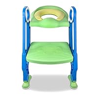 SUBTLETY Siège De Toilette Pour Enfant Avec Escalier Réglable Et Coussin En Polyuréthane - Pliable - Pour Enfants De 1 à 7 Ans (bleu + Vert