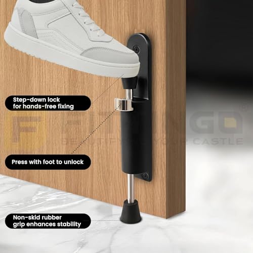 Image of Black Kick Down Door Stopper Zinc Alloy Pack of 2