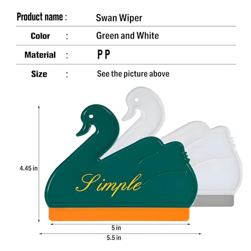 Image of Squeegee Bathroom Glass Door Cleaning Scraper with Hanging Hook, Silicone Mini Kitchen Countertop Squeegee, Water Wiper Scraper for Sink Tiles Cleaning Tools (Swan 2PCS)