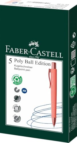 Faber-Castell 241125 - Boîte de 5 stylos Poly Ball Urban - Corail