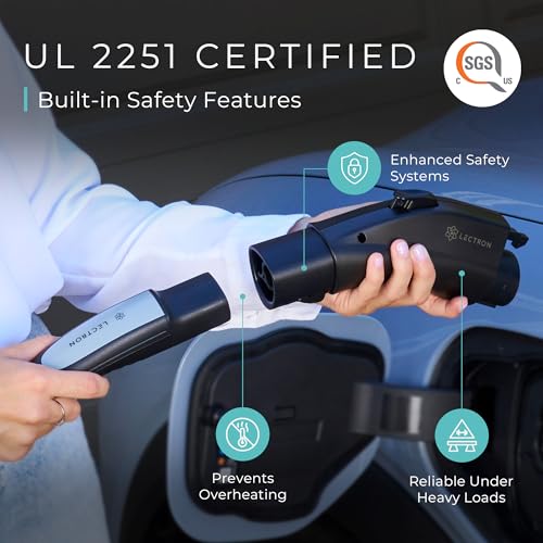 Image of Lectron Tesla to J1772 EV Charging Adapter - NACS Converter, 48 Amp & 240V, Compatible with Tesla High Powered Connectors, Destination Chargers & Mobile Connectors for J1772 Electric Vehicles (Black)