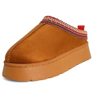 Women’s Slippers Platform Short Ankle Boot,Fur Fleece Lined Platform Boots Anti-Slip Snow Platform Slippers