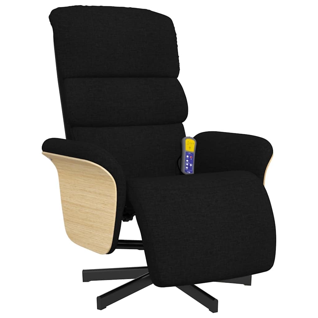 Fauteuil de massage inclinable tissu noir contre le mal de dos au salon