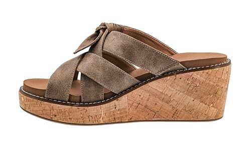 Corkys Footwear Women's Bowdacious 2.5-Inch Wedge - Features A Cork Heel, An Elegant Strappy Upper With A Unique Bow, And Memory Foam EVA Insoles For All Day Comfort