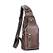 Men's Sling Bag Genuine Leather Chest Shoulder Backpack Cross Body Purse Water Resistant Anti Theft For Travel Hiking School
