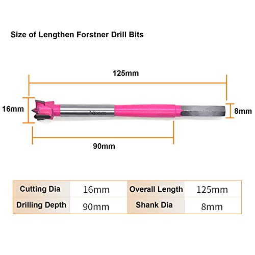 Yusibang Forstner Drill Bits Wood Drill Bit Carbide Steel Woodworking Hole Saw Wood Drilling Cutter Augger Opener Non-Slip Shank For Wood Plywood Solid Wood Boards Mdf 16Mm(5/8") Pink 1 Pcs #TOP1