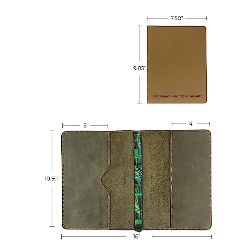 Image of Hide & Drink, Journal Cover Compatible with Moleskine XL (7.5 x 9.75 in) with Strap, Refillable Case, Personal Planner, Full Grain Leather, Handmade Office & Work Essentials, Dark Jade