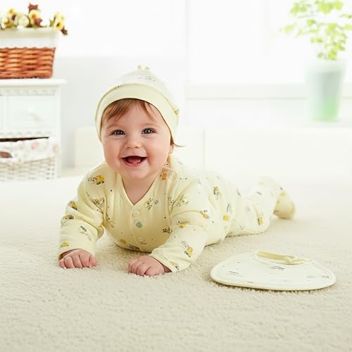 Image of Presents New Born Baby Summer Wear Printed Baby Clothes 5Pcs Sets 100% Cotton Boys Girls Unisex Baby Cotton /Summer or Flannel Suit Infant Clothes First Gift for New Born (0-6 Months)