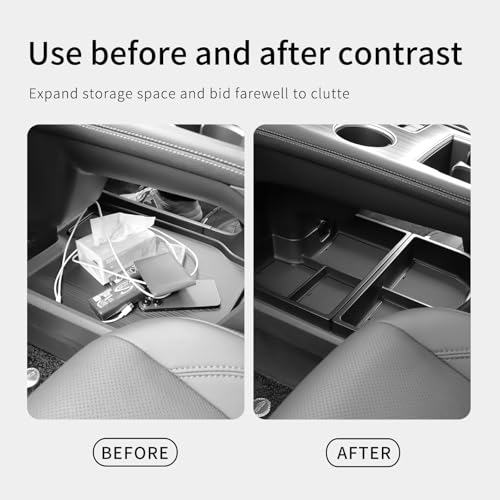 smabee 2PCS Center Console Organizer Lower Tray for Toyota Sienna 2021-2025 Accessories, ABS Lower Center Console Tray Interior Storage Box Interior Black - Thumbnail 3