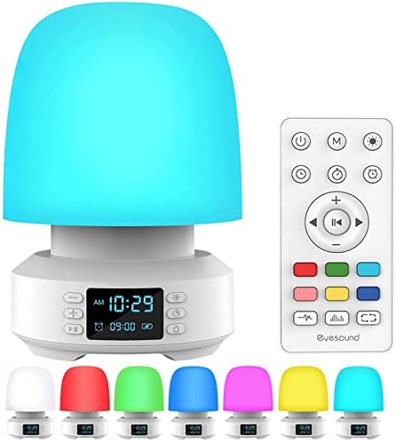 Night Light Lamp Bluetooth Speaker - Alarm Clock, Color Changing, Dimmable LED Bedside Table Lamps for Bedroom Living Room, Smart Nightlight for Women Men Teens girls boys baby nursery Valentine Gifts