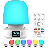 Night Light Lamp Bluetooth Speaker - Alarm Clock, Color Changing, Dimmable LED Bedside Table Lamps f