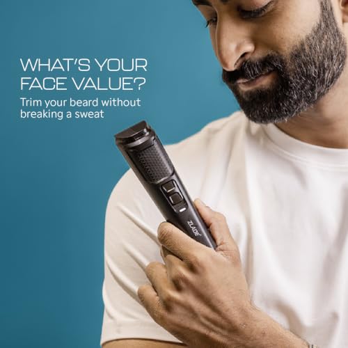 Image of Zlade Jaws Blitz 9-in-1 Beard Trimmer for Men | 40 Length Settings 0.5mm to 20mm | Self-Sharpening Blades | USB-C Fast Charging, 90min runtime (Black)