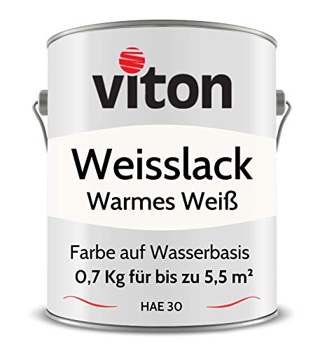 Viton Weisslack - 0,7 Kg (600 ml) - RAL 9010 Reinweiss (Warmes Weiss) - Seidenmatt - 3in1 Premium Lack - Hohe Beständigkeit & Deckkraft - Alle Oberflächen - HAE 30