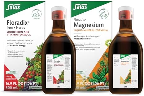 Floradix by Salus Iron & Herbs 17 oz and Magnesium 17 oz