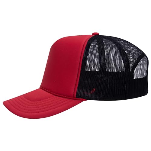 Image of OTTO Polyester Foam Front 5 Panel High Crown Mesh Back Trucker Hats in 97, Bulk, Wholesale