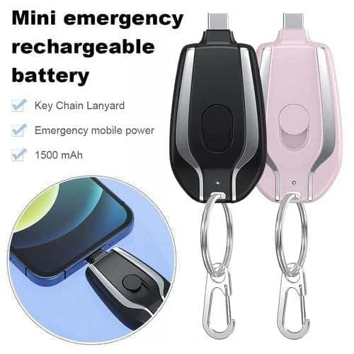 Emergency-Charger-Keychain-Phone-Charger-Fast-Finger-1500mah-Charging-Key-Ring-Cell-Phone-Charger-Compatible-with-iOS-Pin-for-Travel-Apple-Pin-Multicolor-Pack-of-1