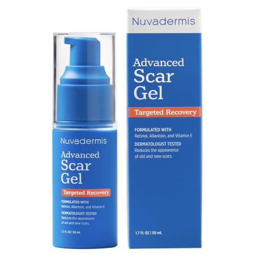 NUVADERMIS Scar Gel - Scar Cream for Surgical Scars - Transparent Gel Formula with Retinol and Vitamin E - Acne Scar Treatment Keloid Scar Treatment Scar Removal Cream - 1.7 Fl Oz 1 Pack