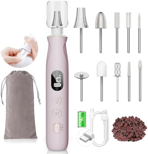Professional Nail Drill Kit: Electric Nail File with LCD & Lamp, ...