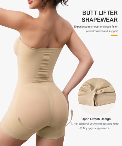 Image of Women's Strapless Shapewear Bodysuit for Women Tummy Control Shapewear, Seamless Body Shaper with Removable Straps