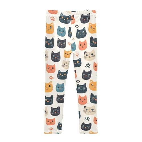 Cats Paws Girls' Leggings Toddler Doodles Kids Yoga Pants Dance Active Tights 4T2