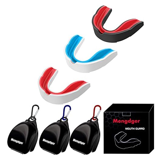 Jugend Mundschutz Fußball formbar Sport Kinder Erwachsene Jungen Mundstück Zahnschutz Zahnschutz Hosenträger Eva Doppelfarbig für MMA Boxen Rugby Kickboxen Taekwondo Softball Lacrosse (3 Stück)