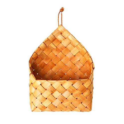 Gcroet Seegrass Korb handgefertigte gewebte hängende Korb Wand Lagerkorb Pflanzer Blumentopf mit einzelnen Griffe, Wandkorb Wandmontierter Aufbewahrungslagerung Bambus gewebt
