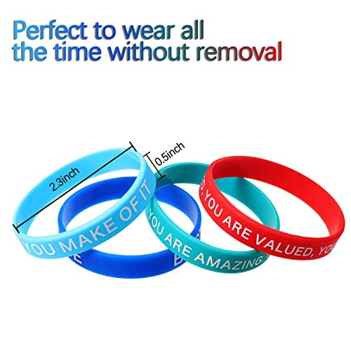 60 Pieces Motivational Quote Rubber Wristbands Colored Inspirational Silicone Bracelets Stretch Unisex Wristbands for Women Men Gifts, 20 Styles4