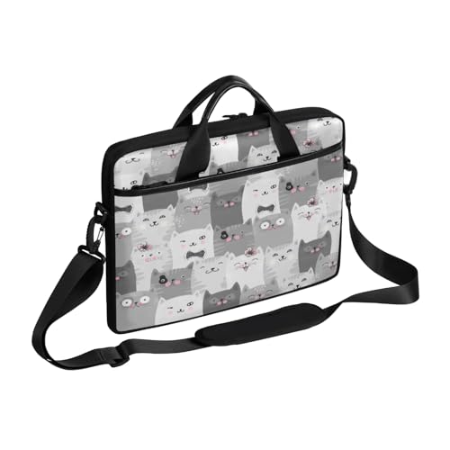 Cute Hand Drawn Cats Laptop Case Bag with Detachable Strap Waterproof Laptop Bag Notebook Carrying Case 15.6 inch Laptop Sleeve Bag for Men Women Work Travel