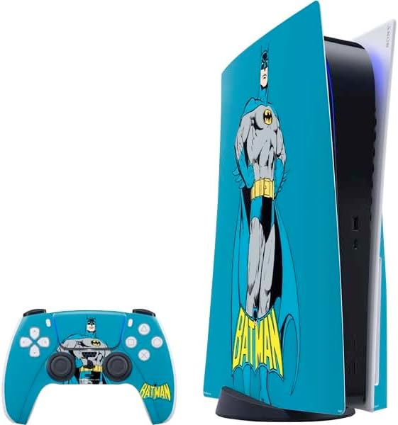 Skinit Decal Gaming Skin Compatible with PS5 Bundle - Officially Licensed DC Comics Batman Characters Action Poses Print Design