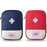 Erste Hilfe Tasche Leer 2 Stück Wander Erste Hilfe Set Mini Medikamententasche Reiseapotheke Tasche Erste Hilfe Fahrrad für Notsituationen zu Hause im Büro beim Wandern Camping Rot Blau