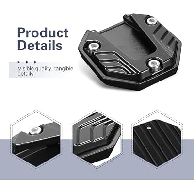 Motorcycle Kickstand Pad, Aluminum Alloy Side Stand Foot Enlarger, Anti-sink Side Stand Extension Plate, Universal Motorcycle Support Accessory (Black)