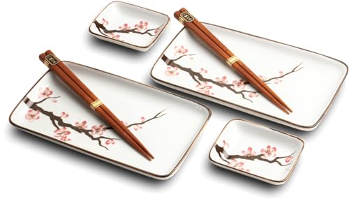 JAPAN Katze & Koi SUSHI TELLER SET | Sushi Geschirr Set | 6-teiliges...