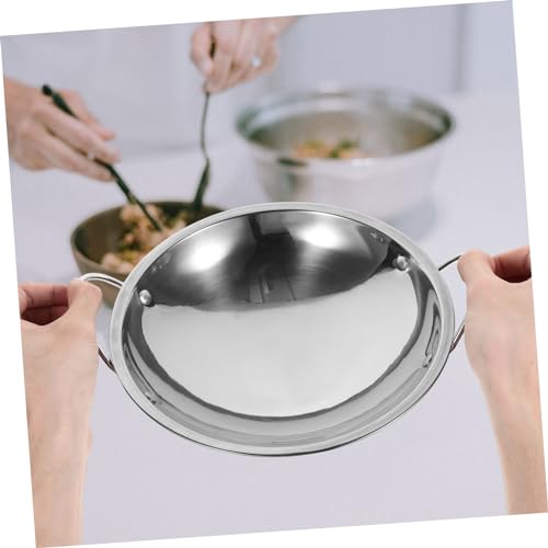 Wok redondo de acero inoxidable con tapa y asas miniatura 3