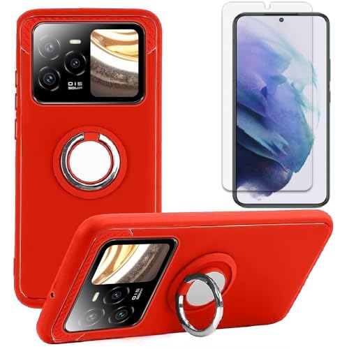 Image of BLU Bold N4 5G Case and Screen Protector, [Magnetic Car Mount] [Fashion] Soft TPU Protection Cover Case and Screen Protector for Bold N4 5G (Red)