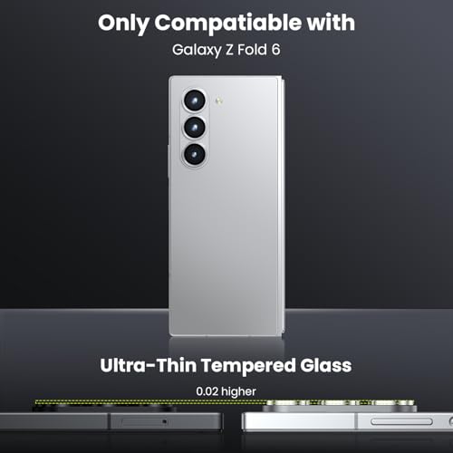 WSKEN for Z Fold 6 Camera Lens Protector Case Cover, Ultra HD Tempered Metal Glass Anti Scratch Rear Camera Screen Protector Shockproof Film for Samsung Galaxy Z Fold 6 5G 2024 Accessories,Silver