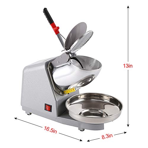 Electric Ice Crusher, FOME 300W Electric Ice Shaver Ice Snow Cone Maker Ice Blender Machine Stainless Steel Dual Blade 176LBS/HR for Ice Cream Cold Drinks Fruit Dessert and Cocktail