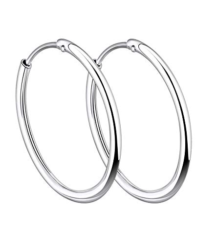 YL Hoop Earrings 925 Sterling Silver Polished Circle Earring 20-50 MM Hoops Diameter Jewelry for Women
